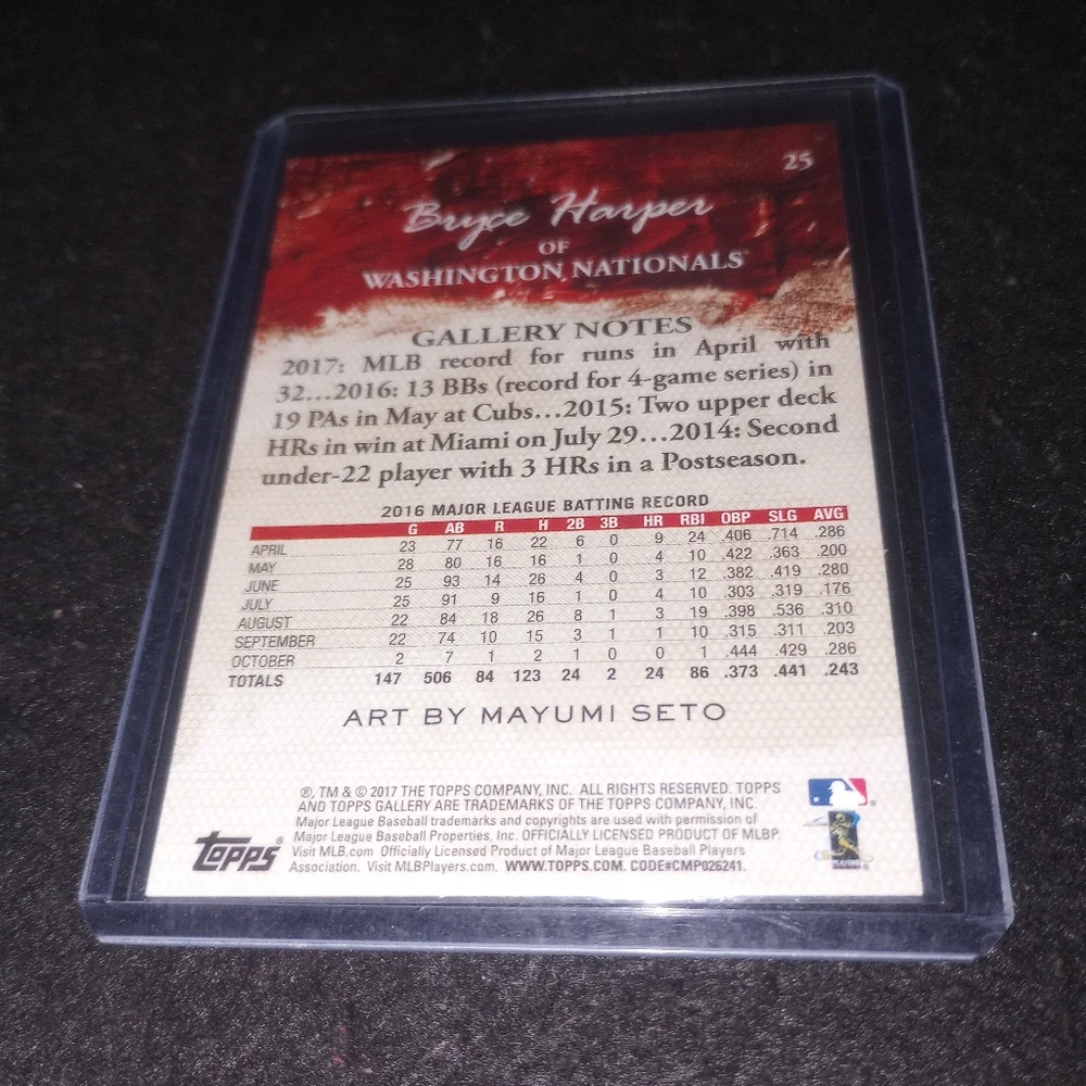 2017 Topps Gallery #25 Bryce Harper Washington Nationals - Picture 2 of 2